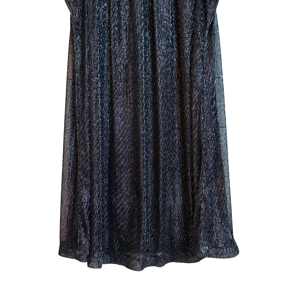 Nine West Women's Black Metallic Mock Neck Sleeveless‎ A-Line Dress Size M - Picture 4 of 10